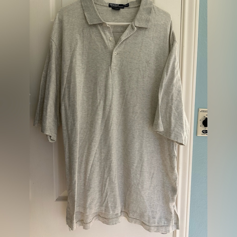 Polo Ralph Lauren XXL Ivory Herringbone Pima Golf Fit Casual Men